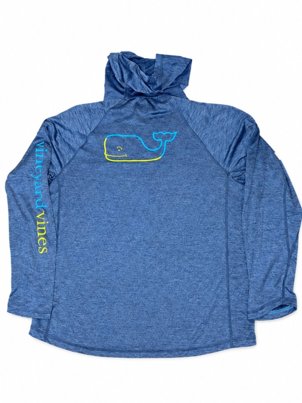 Vineyard Vines Performance Hoodie Mens Large Blue Heather Whale Logo Long Sleeve